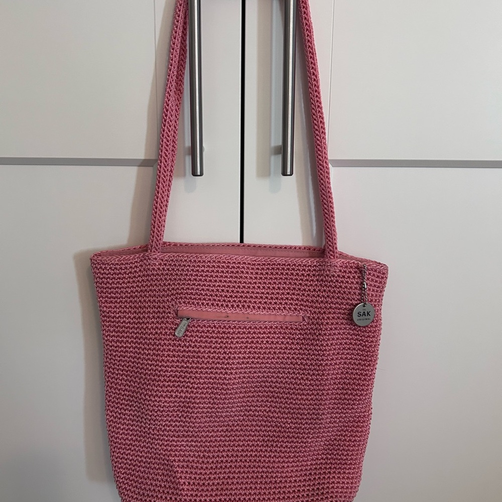 The Sak Pink Crochet Tote Bag